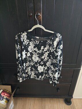 Brittany Black Floral Layered Shirt Size XL